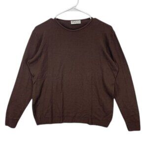 Raffaella Wool Sweater Women’s Brown Knit Pullover Made in Italy Classic Size L